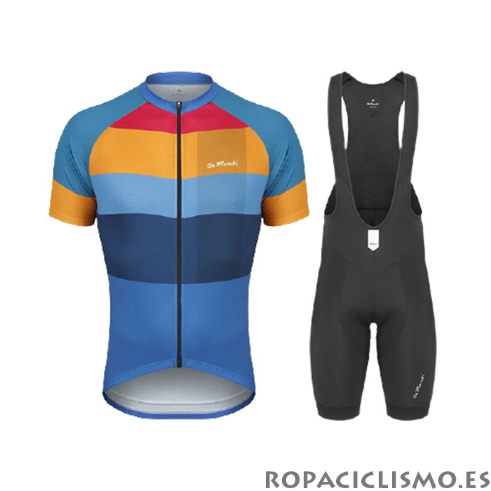 2021 Maillot de Marchi Tirantes Mangas Cortas Amarillo Azul